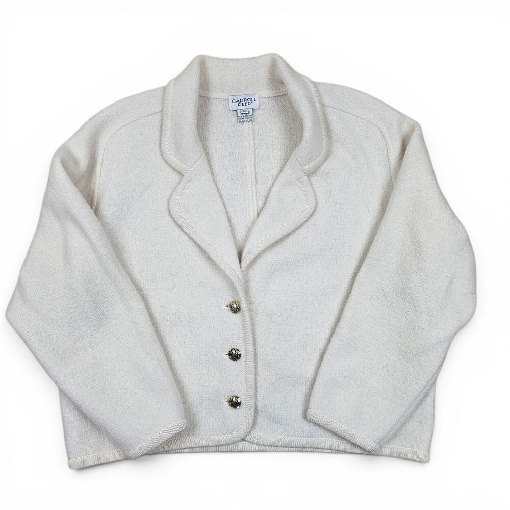 CARROLL REED 100% Wool Cardigan Sweater Women's L VTG 80's Cottagecore Luxury
